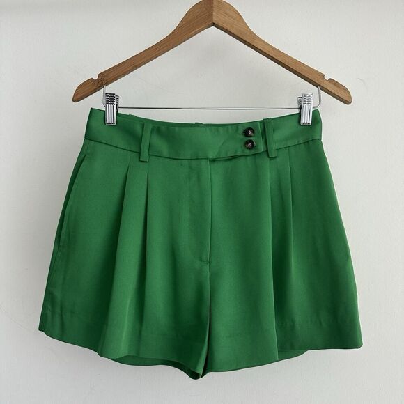 REISS Shorts Womens 4 US Green High Waist Pleated Sofie Old Money Quiet Luxury - Picture 2 of 15